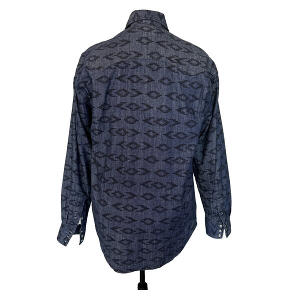 Stetson Men's Aztec Printed Denim Long Sleeve Snap Button Up Shirt‎ Size Medium - Picture 3 of 10